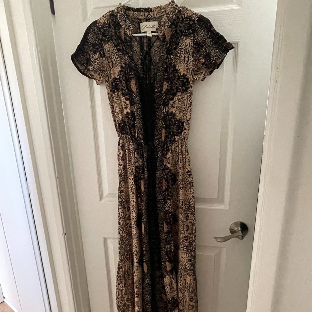 Like New Cleobella Maxi Ruffle Bottom Dress Size Small
